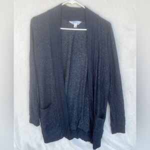 Market & Spruce Blue Cardigan – Open Front, Lightweight Knit, Long Sleeve-medium